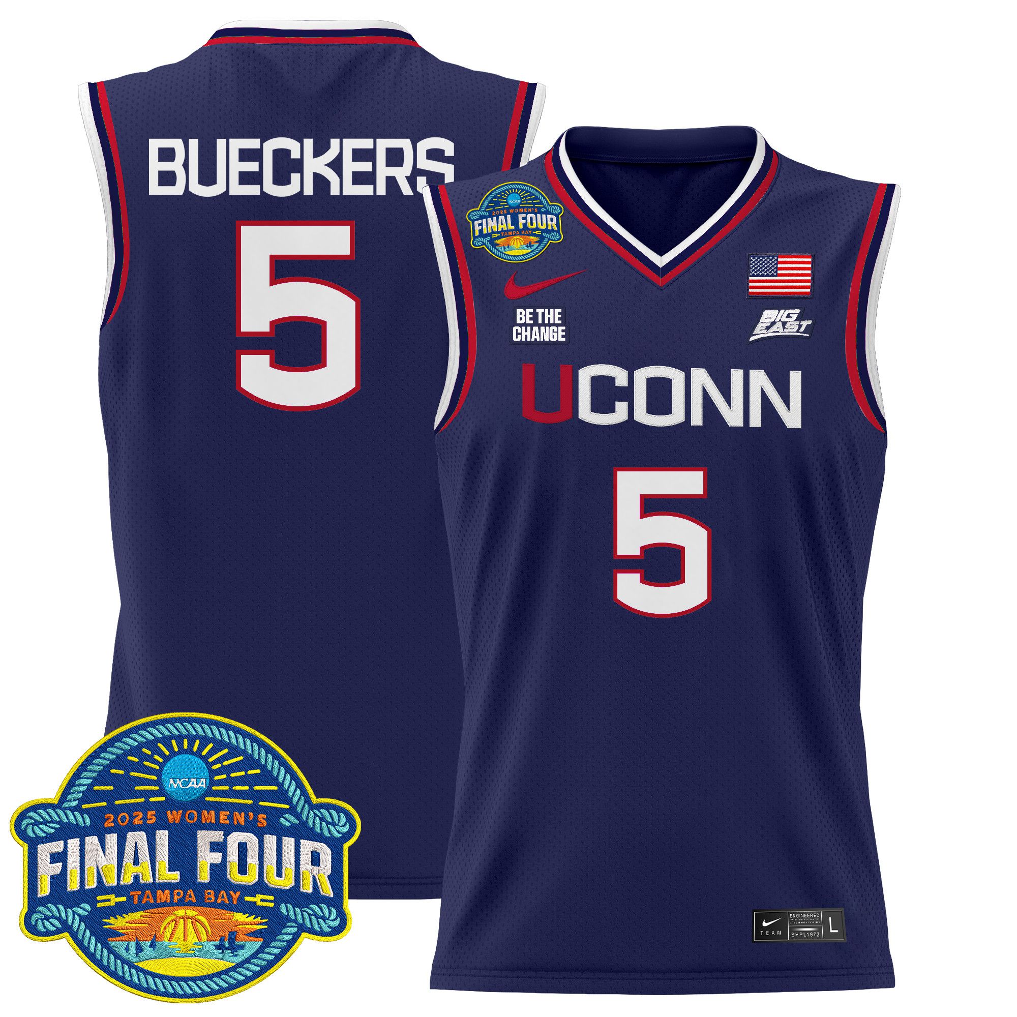 Men UConn Huskies 5 Bueckers Purple Nike 2025 Big Eat Final Four Patch Lightweight Basketball NCAA Jersey